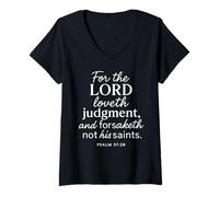 Mujer For The Lord Loveth Judgment Salmo 37:28 Escritura Bíblica Dios Camiseta Cuello V