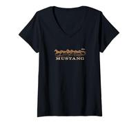 Mujer Ford - Mustang - Caballos Galopando Camiseta Cuello V