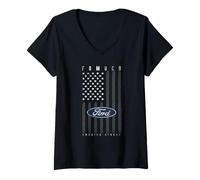 Mujer Ford USA Flag Camiseta Cuello V
