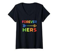 Mujer Forever Hers LGBTQ Pride Love Romance Camiseta Cuello V