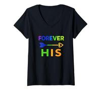 Mujer Forever His Pride Love Apoyo LGBTQ Camiseta Cuello V