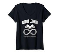 Mujer Forever Learning Curiosity Never Retire Camiseta Cuello V