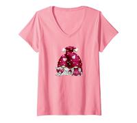 Mujer Forever Love Heart Gnomes For Women Pink Valentines GNOME Camiseta Cuello V