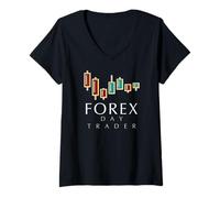 Mujer Forex Trading Day Trader Gestión de riesgos Mentalidad de Dinero Camiseta Cuello V