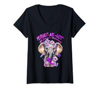Mujer Forget Me Not Alzheimers - Cinta de Elefante Morado Camiseta Cuello V