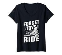 Mujer Forget Toys I Just Wanna Ride Dirt Bike Motocross Rider Boys Camiseta Cuello V