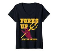 Mujer Forks Up - Universidad de Diseño del Estado de Arizona Camiseta Cuello V