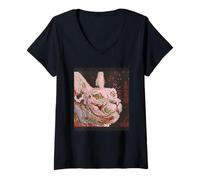 Mujer Formas DE Vida. Escritura Japonesa. Mapa DE bits Camiseta Cuello V