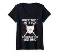 Mujer Fornicate Thyself Funny Medieval Sarcastic Design Camiseta Cuello V