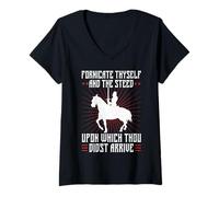 Mujer Fornicate Thyself Funny Medieval Sarcastic Design Camiseta Cuello V