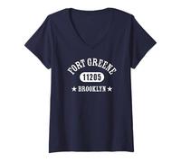 Mujer FORT GREENE Brooklyn NY 11205 Diseño atlético clásico Camiseta Cuello V