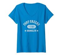 Mujer FORT GREENE Brooklyn NY 11205 Diseño atlético con detalles Camiseta Cuello V