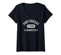 Mujer FORT GREENE Brooklyn NY 11205 Diseño atlético con detalles Camiseta Cuello V