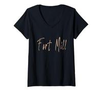 Mujer Fort Mill South Carolina Diseño Elegante Vintage Camiseta Cuello V