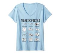 Mujer Fósiles Triásicos Paleontología Científica Arte Camiseta Cuello V
