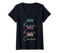 Mujer Foster Care Hope Love Adopción de Padres Coincidencia Familia Camiseta Cuello V