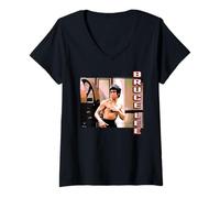 Mujer Foto de Bruce Lee Retro Entrar El Dragón Camiseta Cuello V