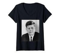 Mujer Foto de John F. Kennedy 35º Presidente Patriótico POTUS Camiseta Cuello V