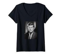 Mujer Foto de John F Kennedy 35º Presidente Patriótico POTUS JFK Camiseta Cuello V
