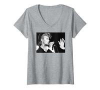 Mujer Foto de Prensa de David Bowie Glass Spider Tour 1987 Camiseta Cuello V