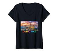Mujer Fotorrealista Dubai Eau Viaje Souvenir City Turista Regalo Camiseta Cuello V