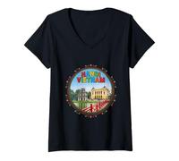 Mujer Fotorrealista Hanoi Vietnam Travel Souvenir Turista Regalo Camiseta Cuello V