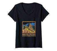 Mujer Fotorrealista Machu Picchu Perú Viaje Souvenir City Gift Camiseta Cuello V