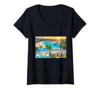 Mujer Fotorrealista Montego Bay Jamaica Travel Souvenir Gift Camiseta Cuello V