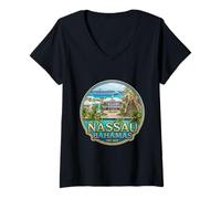 Mujer Fotorrealista Nassau Bahamas Travel Souvenir Turista Regalo Camiseta Cuello V