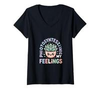 Mujer Fotosíntesis de mis Sentimientos Lindo Humor Vegetal Kawaii Camiseta Cuello V