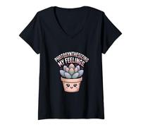 Mujer Fotosíntesis de mis Sentimientos Lindo Humor Vegetal Kawaii Camiseta Cuello V