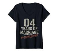Mujer Four Years Of Marriage 4 year anniversary idea couple 4th Camiseta Cuello V