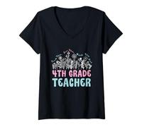 Mujer Fourth Grade Teacher Wildflower Tee Camiseta Cuello V
