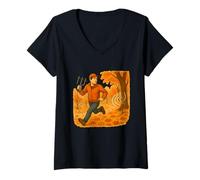 Mujer Fox Hunt Dirección de radio Buscando otoño Camiseta Cuello V
