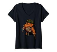 Mujer Fox Red Labrador Pheasant Hunter Hunting Camiseta Cuello V