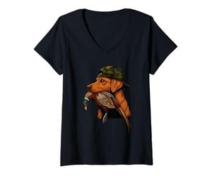 Mujer Fox Red Labrador Pheasant Hunter Hunting Camiseta Cuello V
