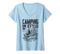 Mujer FPS Gamer Divertido Estilo Camping Militar Videojuego Jugador Camiseta Cuello V