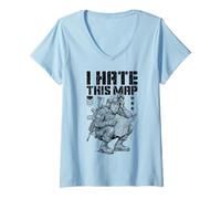 Mujer FPS Gamer Funny I Hate This Map, Reproductor de Videojuegos Militar Camiseta Cuello V