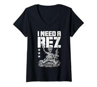 Mujer FPS Gamer Funny I Need A Rez Skeleton Military Videojuego Camiseta Cuello V