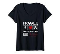 Mujer Fragile Handle with Care Graphic Cool Designs, Love Care Camiseta Cuello V