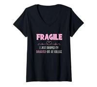 Mujer Fragile I Just Dropped My Daughter Off at College Parents Camiseta Cuello V