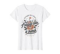 Mujer Fragile Like A Bomb Cita Floral Fuerte Dicho Humor Camiseta
