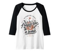 Mujer Fragile Like A Bomb Cita Floral Fuerte Dicho Humor Camiseta Manga Raglan