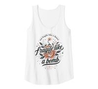 Mujer Fragile Like A Bomb Cita Floral Fuerte Dicho Humor Camiseta sin Mangas