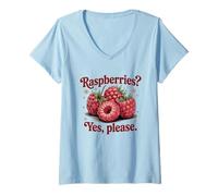 Mujer Frambuesas, sí, por Favor, Fruta Fresca Amante de Las Bayas Camiseta Cuello V