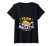 Mujer France montagne soirée Fromage Raclette Humour Team Raclette Camiseta Cuello V