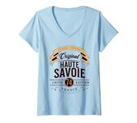 Mujer France Vintage Haute-Savoie Departamento Francés Camiseta Cuello V
