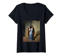Mujer Francesco Hayez The Kiss Camiseta Cuello V