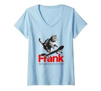 Mujer FRANK - hermoso nombre de niño con gato y monopatín Camiseta Cuello V