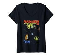 Mujer Frankenstein Y El Monstruo del Infierno Película Póster Arte Camiseta Cuello V
